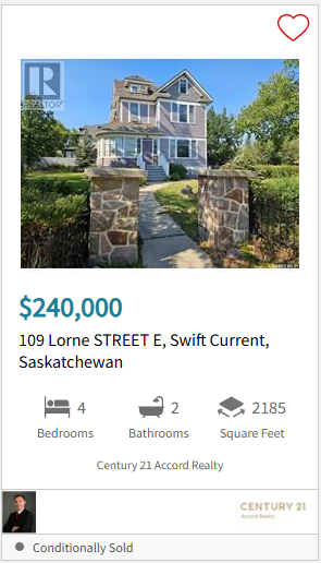 Listing on Saskatchewan Realtor.ca with new conditionally sold tag