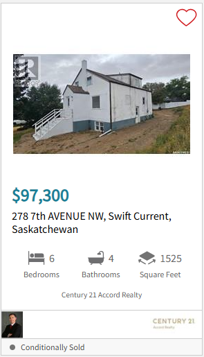 Listing on Saskatchewan Realtor.ca with new conditionally sold tag