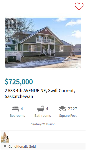 Listing on Saskatchewan Realtor.ca with new conditionally sold tag